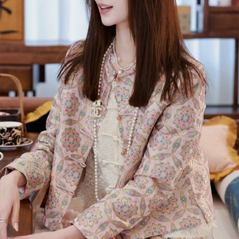 New Chinese Style Song Dynasty Brocade Short Top For Women