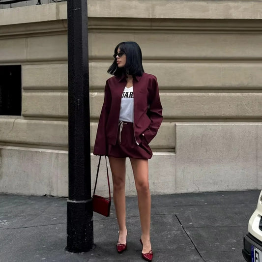Women's Lapel Zipper Pocket Long Sleeve Coat