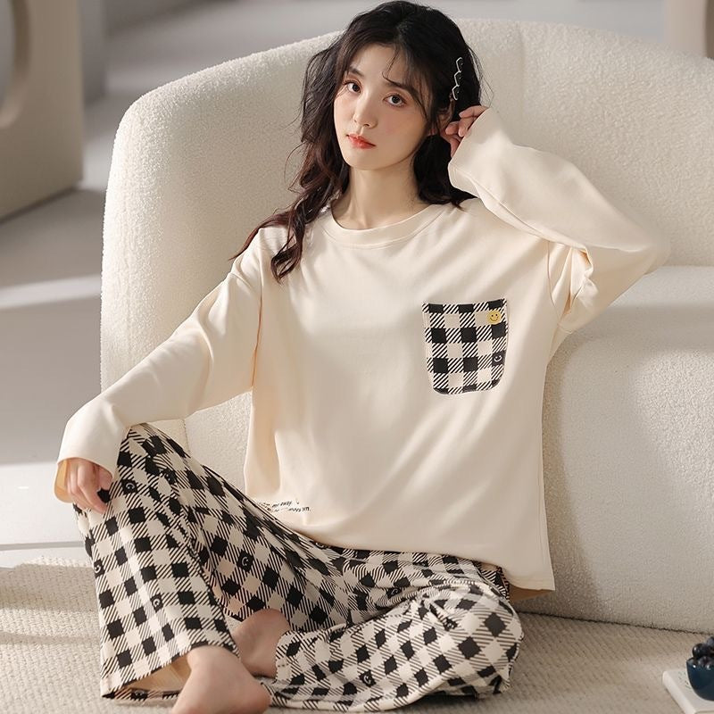 Cute Bear Round Neck Long Sleeve Winter Can Be Outerwear Homewear Suit