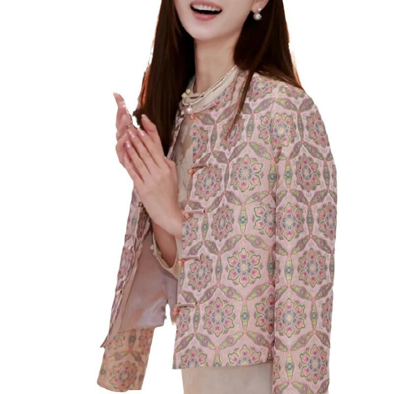 New Chinese Style Song Dynasty Brocade Short Top For Women