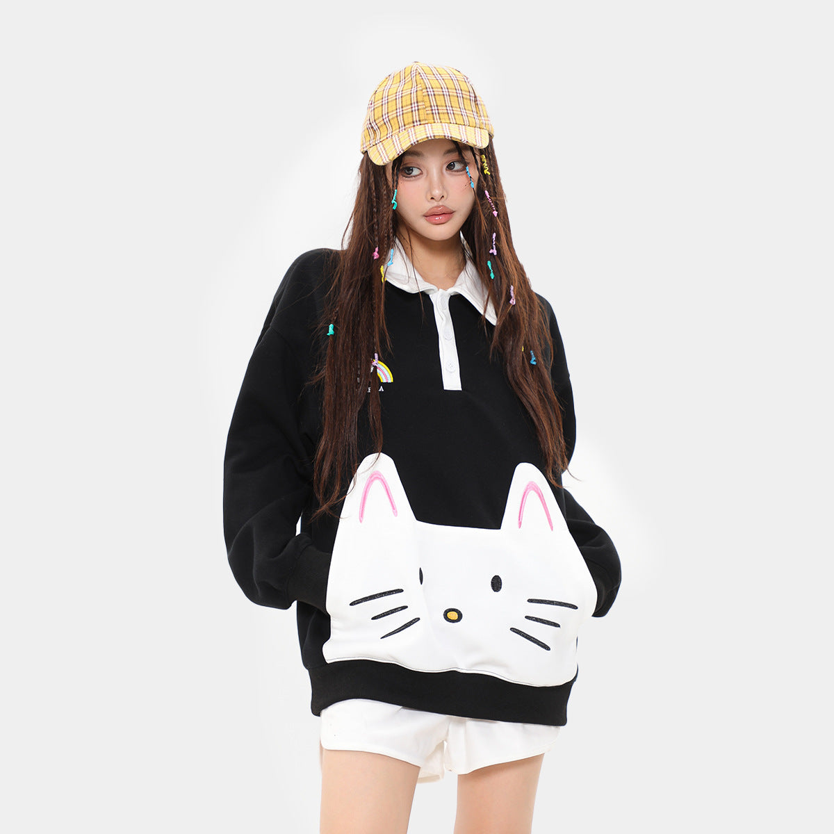 Men's And Women's American Cat Patch Sweater