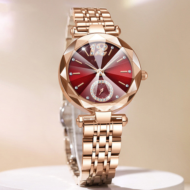 Women's Fashionable Multi-pronged Gradient Glass With Diamond Face Watch